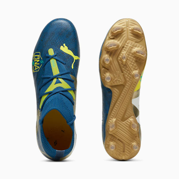 PUMA x NEYMAR JR FUTURE 7 MATCH "BNA" Firm Ground/Artifical Ground Men's Soccer Cleats, Sailing Blue-Marine Blue-Pelé Yellow-Grassy Green-Gold, extralarge